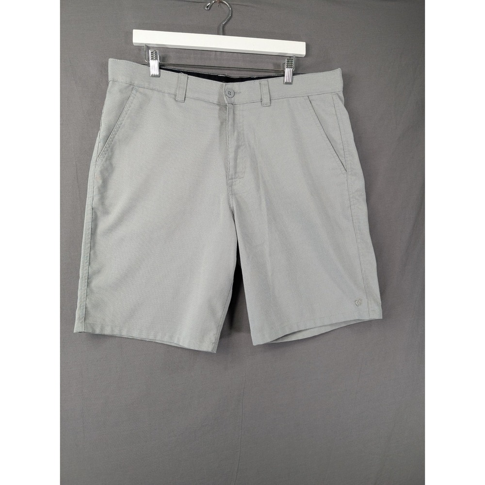 Hang Ten Mens Hybrid Shorts Gray Micro Check Size 36